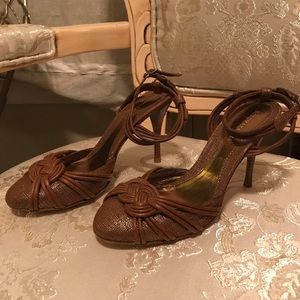 BCBGMax Azria brown ankle strap heels